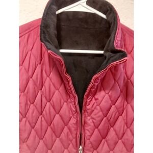 Free Country Women's Size XL Red REVERSIBLE Quilted/Gray Fleece Full Zip Vest